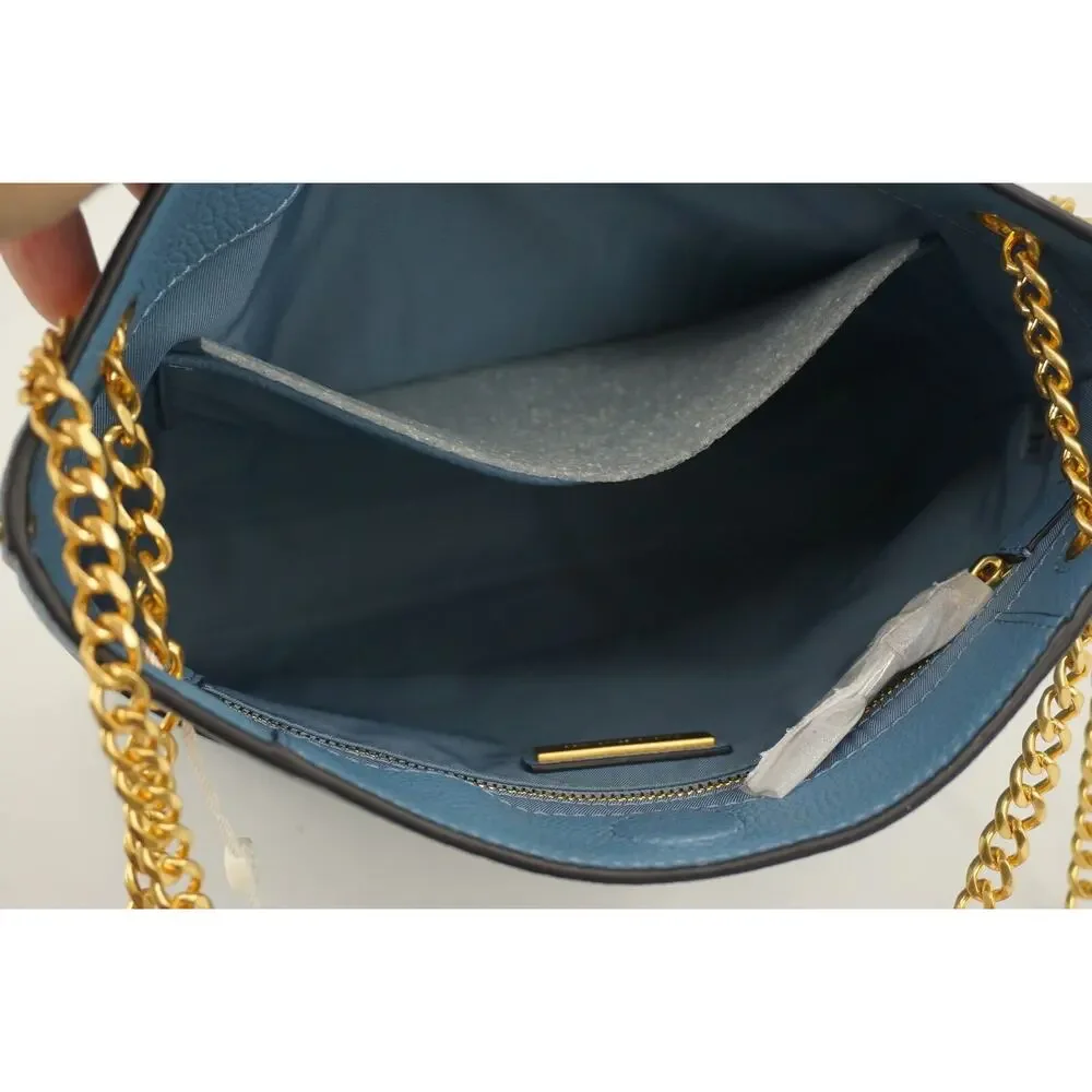 Tory Burch Everly Swingpack Crossbody Bag Logo $428 shoulder chain Blue Yonder